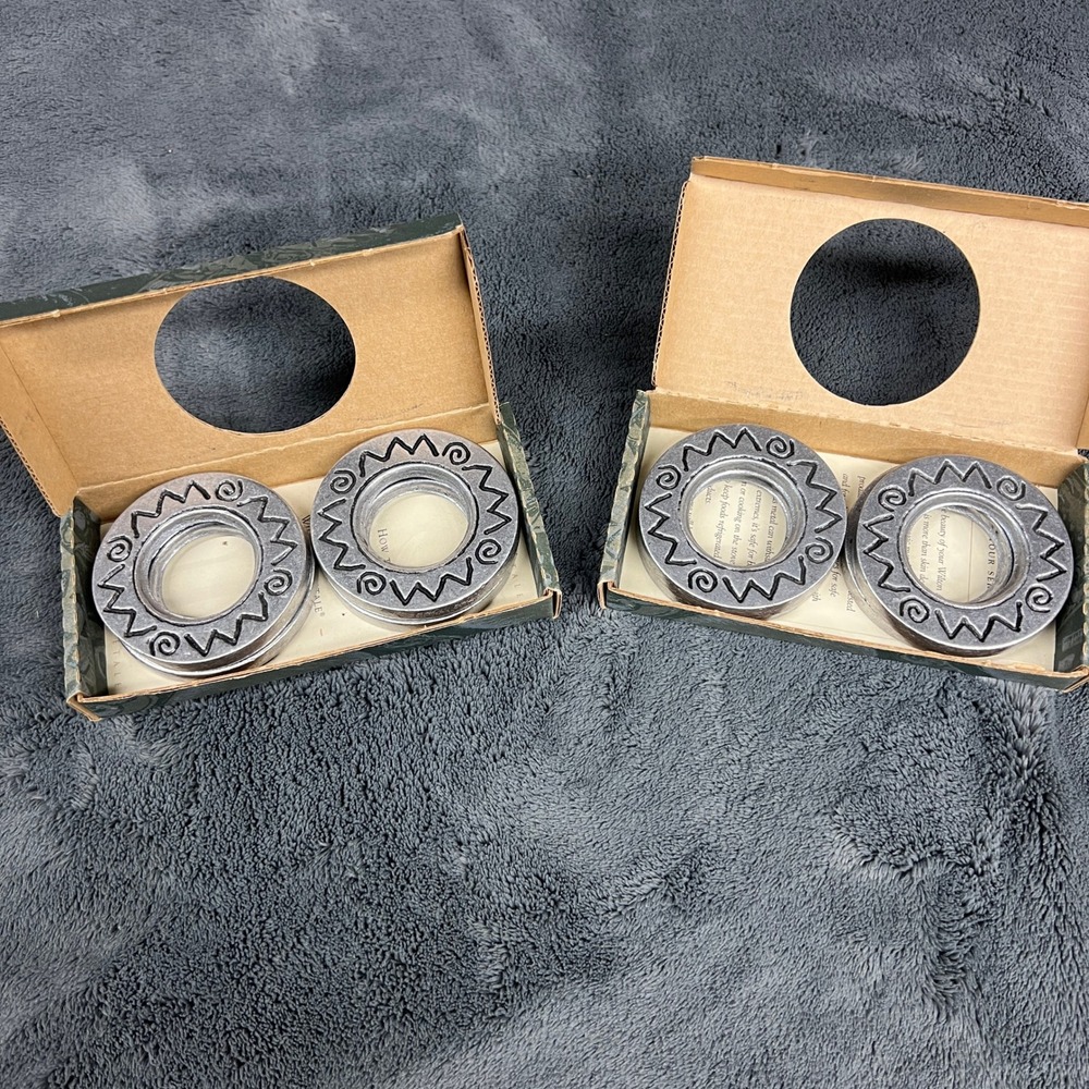 Wilton Armetale Reggae Napkin Rings Set of 8 Pewter Alloy Silver 820007 USA Made